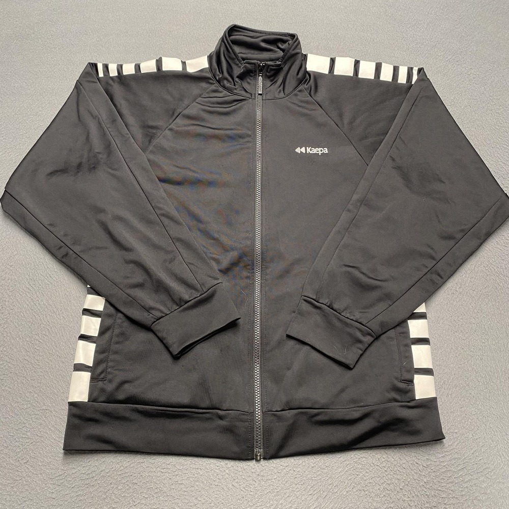 Kaepa Track Jacket Mens Medium Black Full Zip Polyester Athletic Warm Up